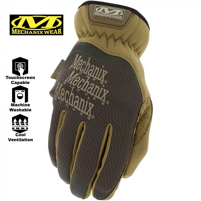 Прочные перчатки с сенсорными вставками MECHANIX Work FastFit Brown
